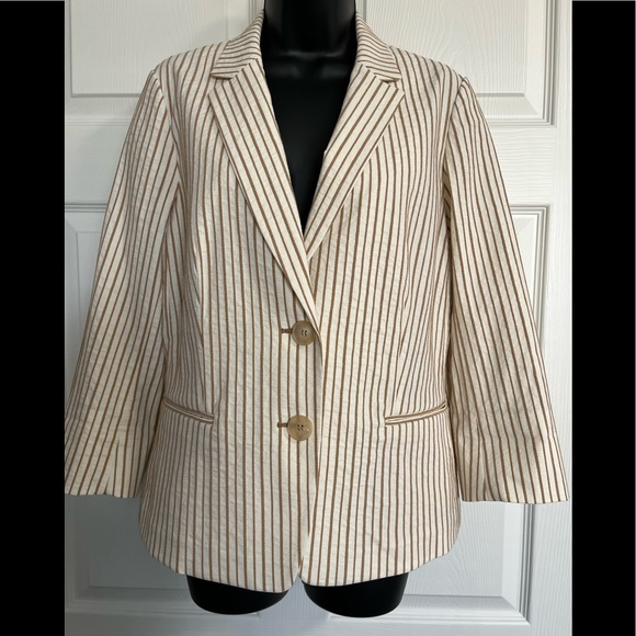 Lafayette 148 New York Striped Two Button Blazer - Picture 2 of 8